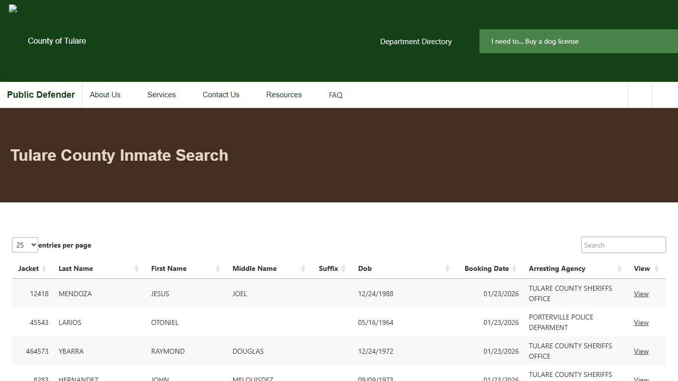 Tulare County Inmate Search Public Defender